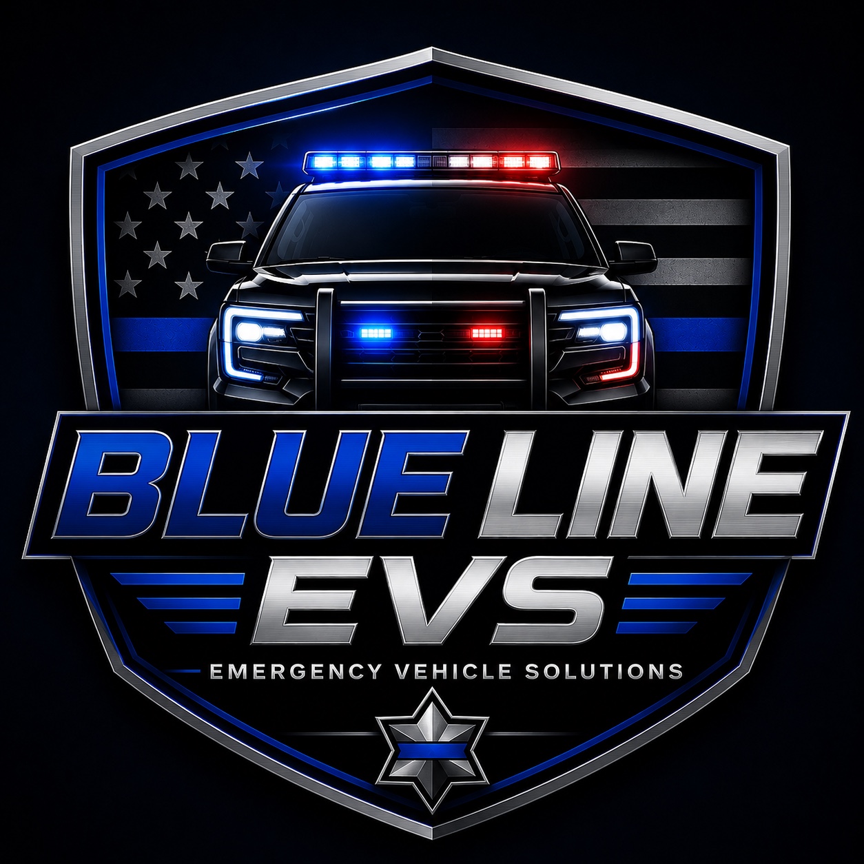 BlueLine EVS emergency vehicle shield logo